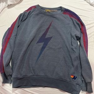 Blue and purple multi color aviator nation crew neck